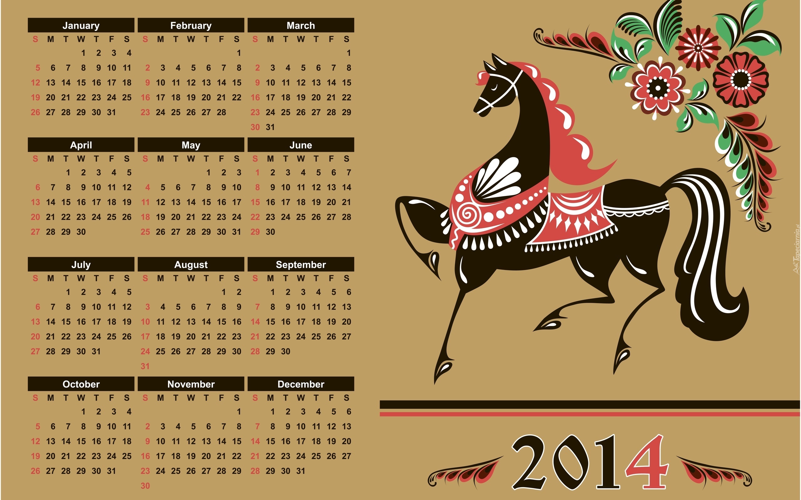 Kalendarz, 2014 Rok, Koń