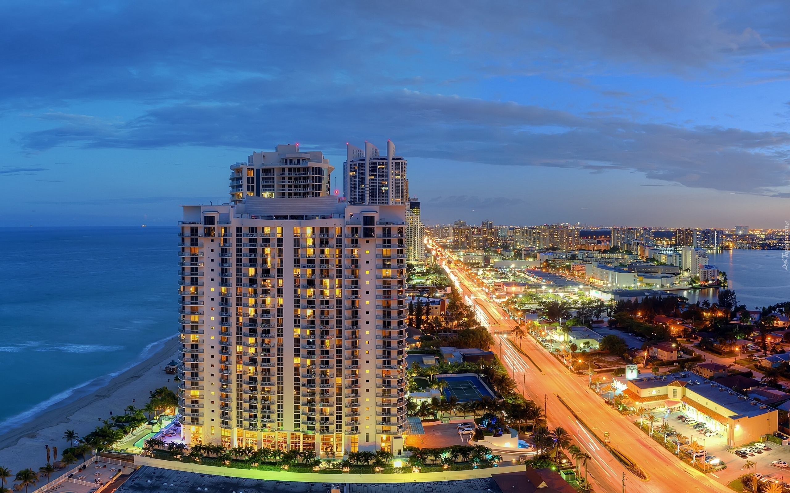 Wybrzeże, Miami, Ocean, Panorama, Miasta, Floryda