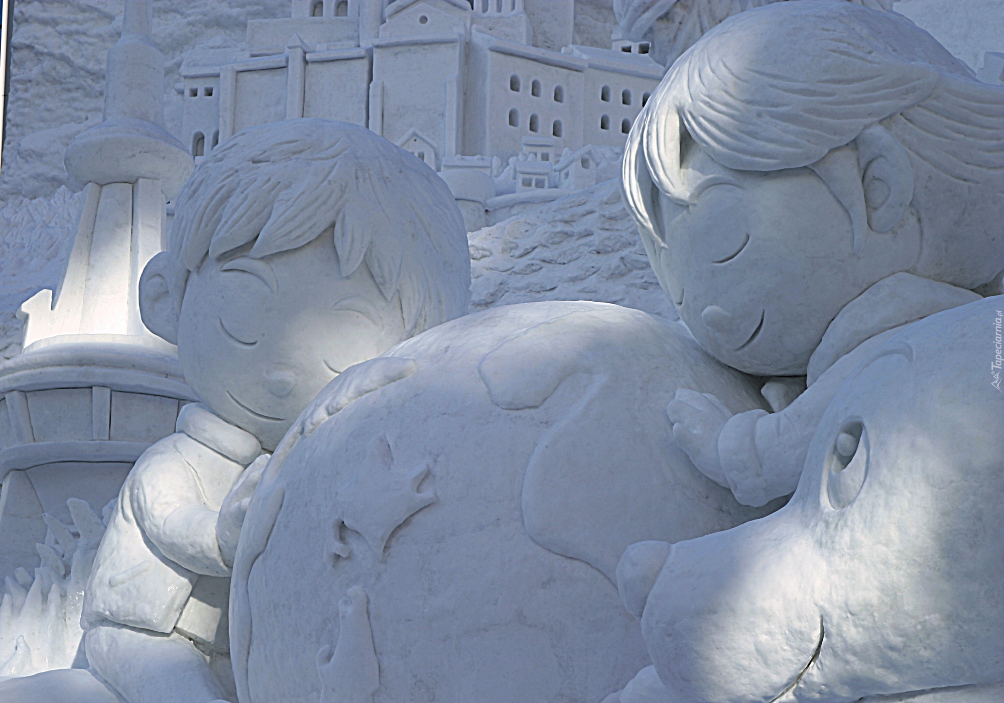Rzeźba Śnieżna, Dzieci, Pies, Kula, Ziemska, Festiwal Śniegu