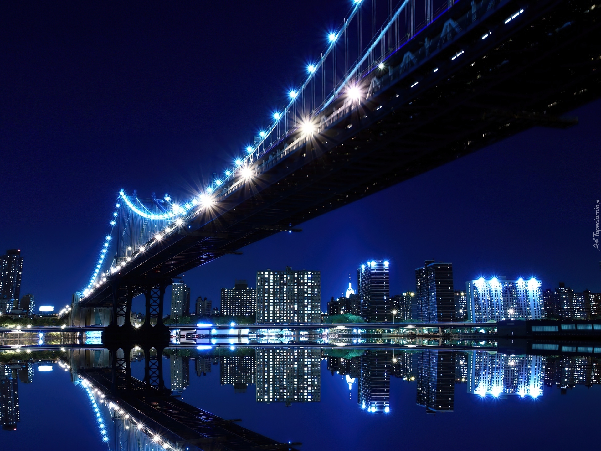 Nowy Jork, Oświetlony, Most