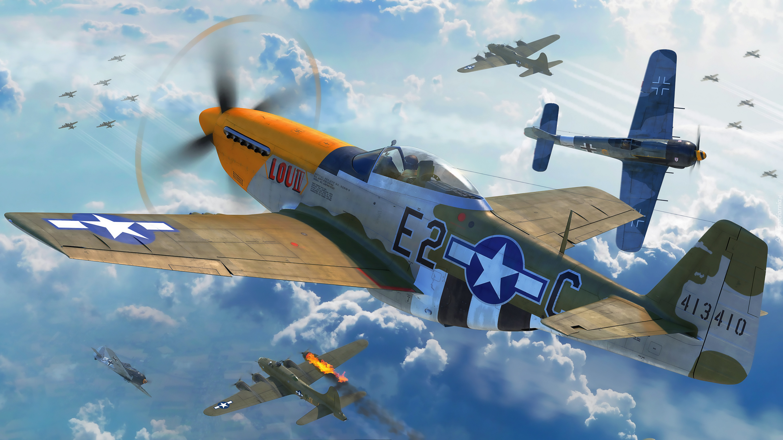 Gra, World War 2, Samolot, Myśliwiec, P-51 Mustang, Samoloty, Bitwa