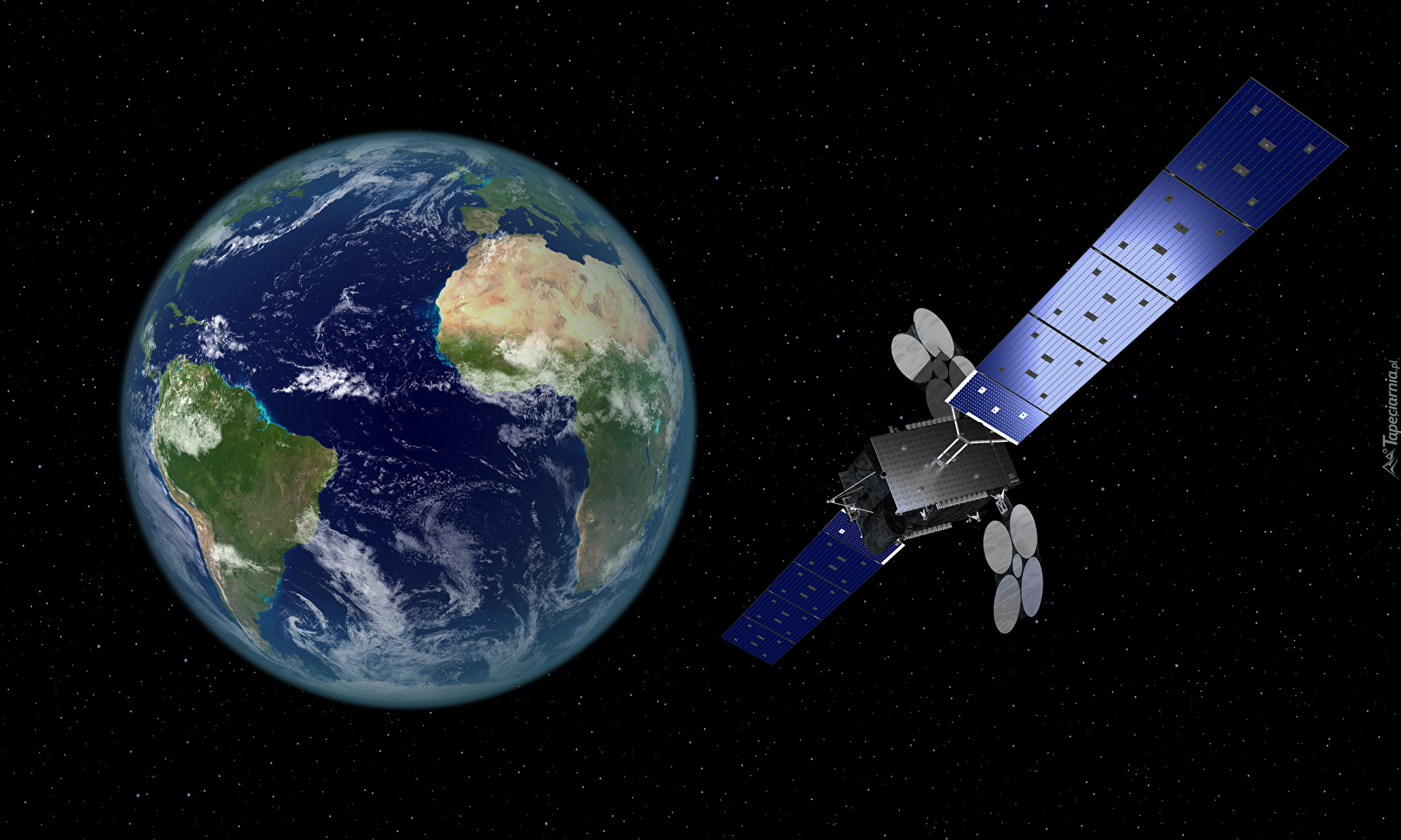 Grafika 3D, Ziemia, Satelita telekomunikacyjny Al Yah 3