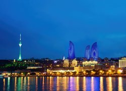 Baku, Noc, Odbicie, Swiatła