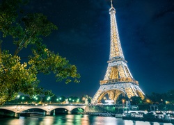 Paryż, Wieża Eiffla, Most, Rzeka, Sekwana, Francja