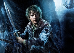 Hobbit: Pustkowie Smauga,  The Hobbit: The Desolation of Smaug, Martin Freeman, Bilbo Baggins, Miecz, Pajęczyna