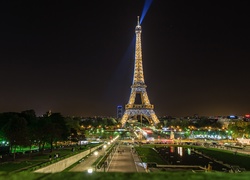 Wieża, Eiffla, Paryż, Noc