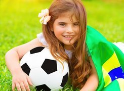 Dziewczynka, Piłka, Flaga, Brazylijska, Mistrzostwa, Świata, 2014