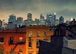 Domy, Wieżowce, Nowy Jork, Miasto nocą