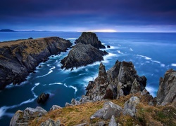 Morze, Klify, Skały, Donegal, Irlandia Północna, Wybrzeże