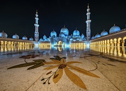 Oświetlony Meczet, Abu Dhabi, Zjednoczone Emiraty Arabskie