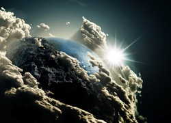 Kosmos, Planeta, Ziemia, Chmury, Słońce