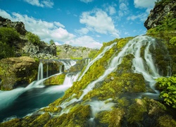 Islandia, Wodospady, Omszałe, Skały