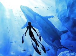 Blue Submarine, pod wodą, postacie, zwierzęta
