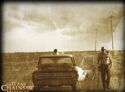 Texas Chainsaw Massacre The Beginning, szeryf, droga, radiowóz