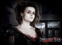 Sweeney Todd, Helena Bonham Carter, drewniany dom, fryzura, suknia