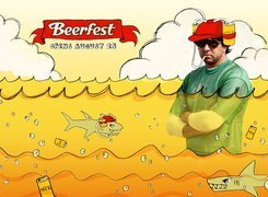 Beerfest, rekiny, woda, mężczyzna