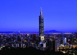 Tajwan, Tajpej, Wieżowiec Taipei 101, Wieczór
