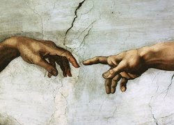 Michał, Anioł, Stworzenie, Adama, Fresk, Michelangelo Buonarroti