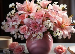 Bukiet różnych kwiatów w wazonie