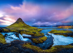 Góry, Góra Kirkjufell, Rzeka, Wodospad Kirkjufellsfoss, Islandia