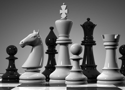 Czarno-białe figury szachowe