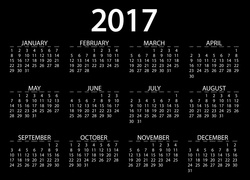 Kalendarz, 2017, Czarno-biały
