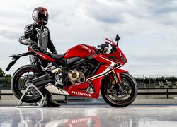 Czerwony, Motocykl, Honda CBR650R, Motocyklista