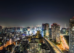 Tokio, Miasto nocą, Z lotu ptaka