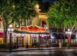 Disneyland, Wesołe miasteczko, Ulica, Oświetlenie, Anaheim, Kalifornia, Stany Zjednoczone