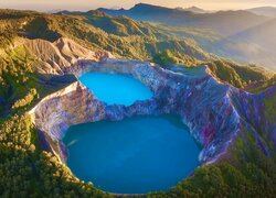 Indonezja, Wyspa, Flores Island, Wulkan, Kelimutu, Jeziora, Góry
