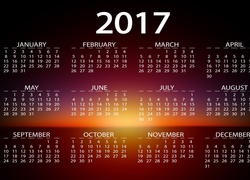 Kalendarz z zachodem słońca na 2017 rok