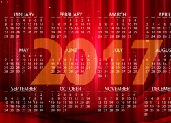 Kalendarz z zaznaczonymi miesiącami na 2017 rok