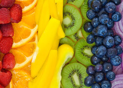 Kawałki owoców i warzyw