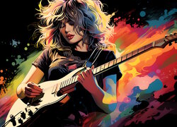 Kobieta, Gitara, Grafika 2D