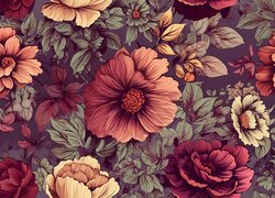 Tekstura, Kwiaty, Liście, Kolorowy