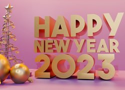 Nowy Rok, 2023, Choinka, Bombki, Życzenia