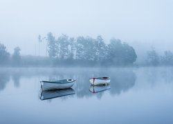 Łódki, Jezioro, Mgła