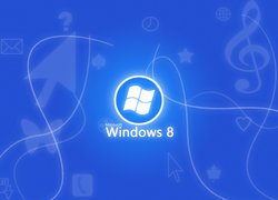 Windows 8, Logo, Niebieskie tło