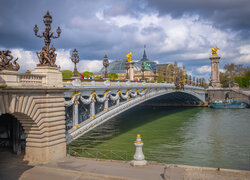 Francja, Paryż, Most Aleksandra III, Rzeka Sekwana, Domy