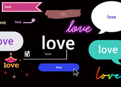 Napisy Love na czarnym tle w grafice