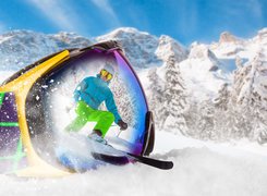 Okulary i narciarz w 4D