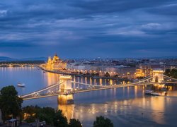 Rzeka, Dunaj, Most Łańcuchowy, Budapeszt, Węgry