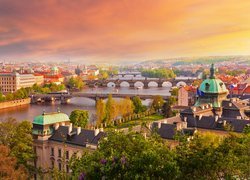 Czechy, Praga, Most Mánesa, Mosty, Rzeka Wełtawa, Zdjęcie miasta