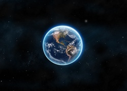 Planeta Ziemia na gwieździstym niebie