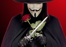 Postać w masce z amerykańskiego filmu fabularnego V jak Vendetta
