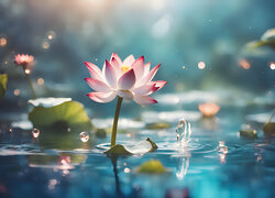 Rozświetlona lilia wodna w wodzie