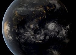 Planeta, Ziemia, Zdjęcie satelitarne, Tajfun Haiyan, Filipiny