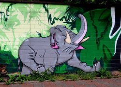 Street art ze słoniem