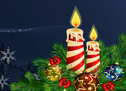 Świąteczny stroik z płonącymi świecami w 2D