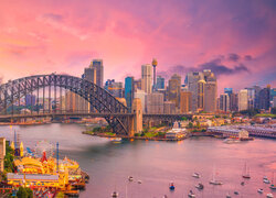 Australia, Sydney, Most, Sydney Harbour Bridge, Domy, Zatoka, Port Jackson